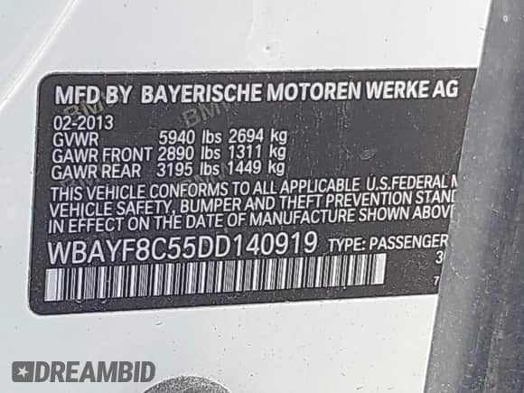 2013 BMW 7 Series 750Li xDrive с VIN WBAYF8C55DD140919, выставлен на аукционе IAAI как лот 42848896 с пробегом 107 276 миль миль и . История ставок и продаж доступна на DreamBid. Изображение 9.