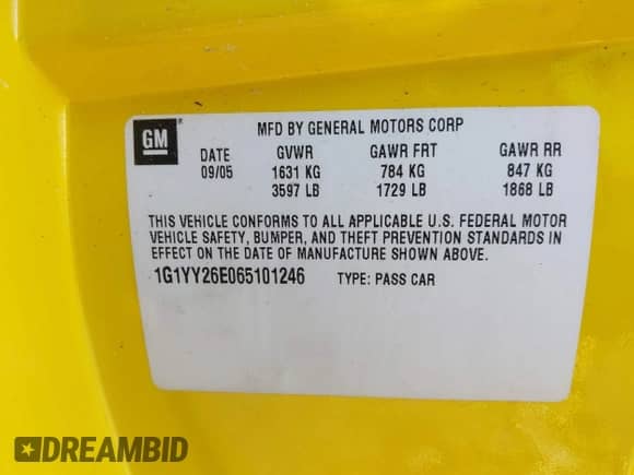 2006 Chevrolet Corvette Z06 с VIN 1G1YY26E065101246, выставлен на аукционе IAAI как лот 41198786 с пробегом Не указан миль и . История ставок и продаж доступна на DreamBid. Изображение 9.