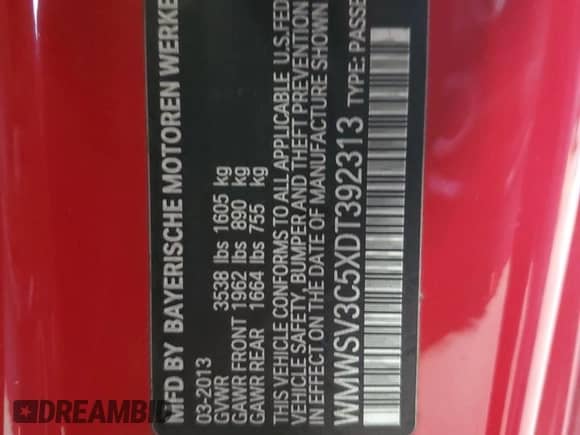2013 MINI Hardtop S with VIN WMWSV3C5XDT392313, listed as a Copart auction lot 84942945 with 64,086 mi miles and Salvage title. Bid and sale history available at DreamBid. Image 12.