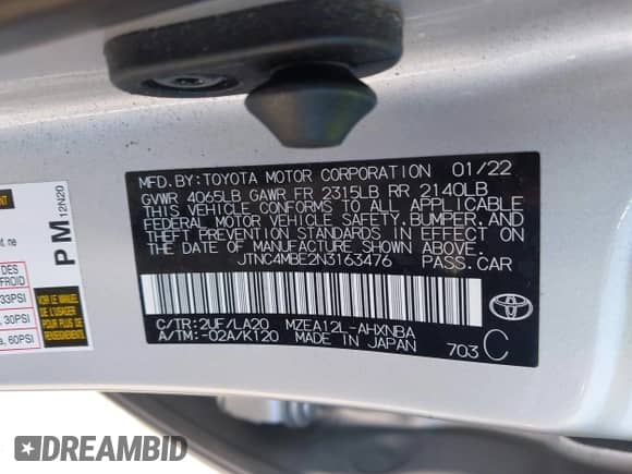 2022 Toyota Corolla XSE с VIN JTNC4MBE2N3163476, выставлен на аукционе IAAI как лот 42750933 с пробегом 35 550 миль миль и . История ставок и продаж доступна на DreamBid. Изображение 9.