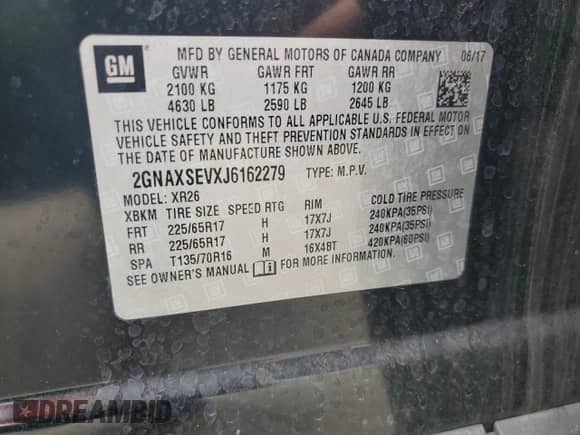 2018 Chevrolet Equinox LT с VIN 2GNAXSEVXJ6162279, выставлен на аукционе Copart как лот 80285955 с пробегом 134 362 миль миль и Списание • Salvage title. История ставок и продаж доступна на DreamBid. Изображение 14.