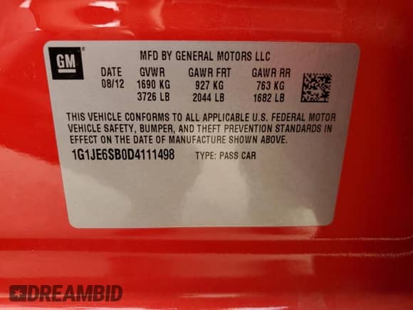 2013 Chevrolet Sonic LTZ with VIN 1G1JE6SB0D4111498, listed as a Copart auction lot 47836095 with 130,186 mi miles and Salvage title. Bid and sale history available at DreamBid. Image 14.