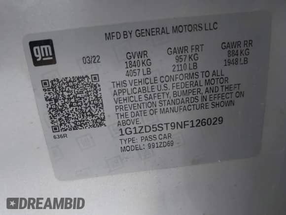 2022 Chevrolet Malibu LT с VIN 1G1ZD5ST9NF126029, выставлен на аукционе IAAI как лот 43432401 с пробегом 106 639 миль миль и . История ставок и продаж доступна на DreamBid. Изображение 9.