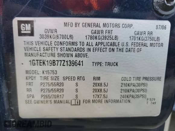 2007 GMC Sierra 1500 SLE1 с VIN 1GTEK19B77Z139641, выставлен на аукционе Copart как лот 41426965 с пробегом 166 726 миль миль и Списание • Salvage title. История ставок и продаж доступна на DreamBid. Изображение 12.