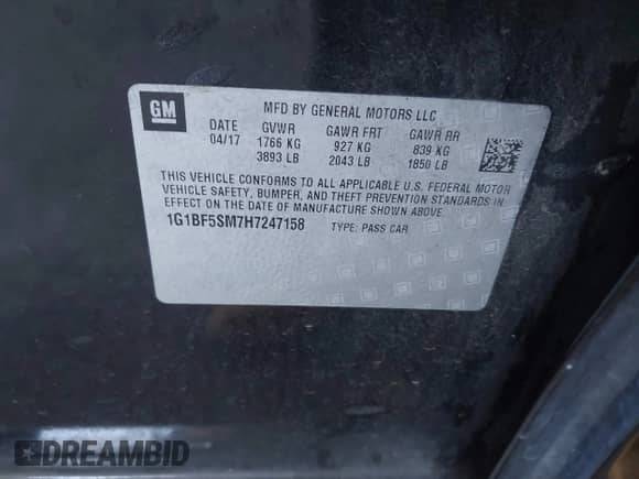 2017 Chevrolet Cruze Premier с VIN 1G1BF5SM7H7247158, выставлен на аукционе IAAI как лот 42862834 с пробегом 140 607 миль миль и . История ставок и продаж доступна на DreamBid. Изображение 9.