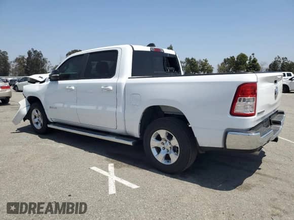 2021 Ram 1500 Big Horn with VIN 1C6RREFM0MN795054, listed as a Copart auction lot 52025724 with 42,201 mi miles and Salvage title. Bid and sale history available at DreamBid. Image 2.