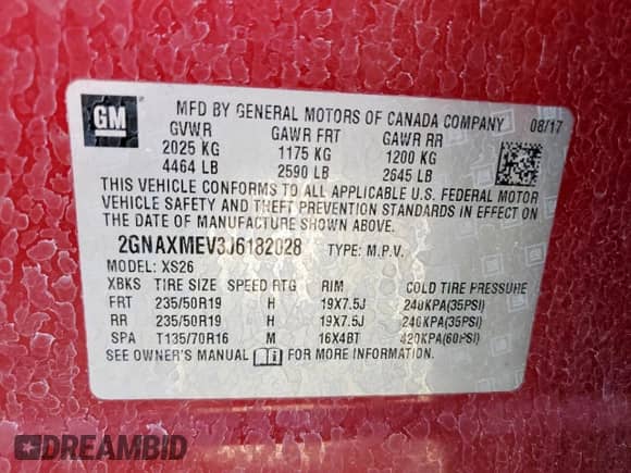 2018 Chevrolet Equinox Premier with VIN 2GNAXMEV3J6182028, listed as a Copart auction lot 70947965 with 172,968 mi miles and Salvage title. Bid and sale history available at DreamBid. Image 13.