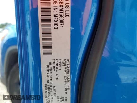 2021 Jeep Compass Latitude z VIN 3C4NJCBBXMT560071, wystawiony jako Copart lot #61250225 z przebiegiem 34 516 mil mil oraz Szkoda całkowita • Salvage title. Historia ofert i sprzedaży dostępna na DreamBid. Obrazek 13.