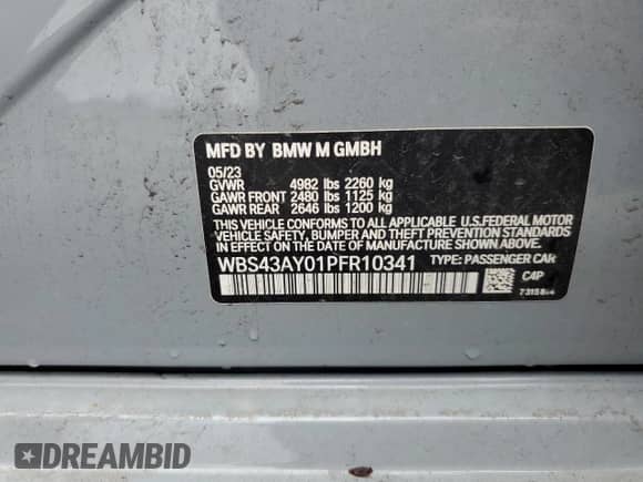 2023 BMW M3 Competition xDrive with VIN WBS43AY01PFR10341, listed as a Copart auction lot 64314395 with 9,447 mi miles and Non repairable. Bid and sale history available at DreamBid. Image 12.