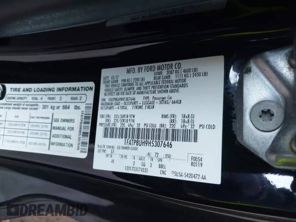 2017 Ford Mustang EcoBoost Premium с VIN 1FATP8UH9H5307646, выставлен на аукционе IAAI как лот 42926727 с пробегом 131 052 миль миль и . История ставок и продаж доступна на DreamBid. Изображение 9.