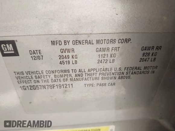 2008 Chevrolet Malibu 1FL с VIN 1G1ZG57N78F191211, выставлен на аукционе IAAI как лот 43272912 с пробегом 237 593 миль миль и . История ставок и продаж доступна на DreamBid. Изображение 9.