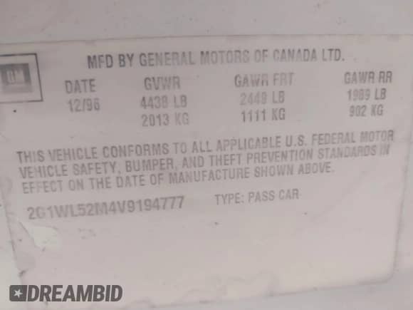 1997 Chevrolet Lumina with VIN 2G1WL52M4V9194777, listed as a IAAI auction lot 42268677 with 145,711 mi miles and . Bid and sale history available at DreamBid. Image 9.