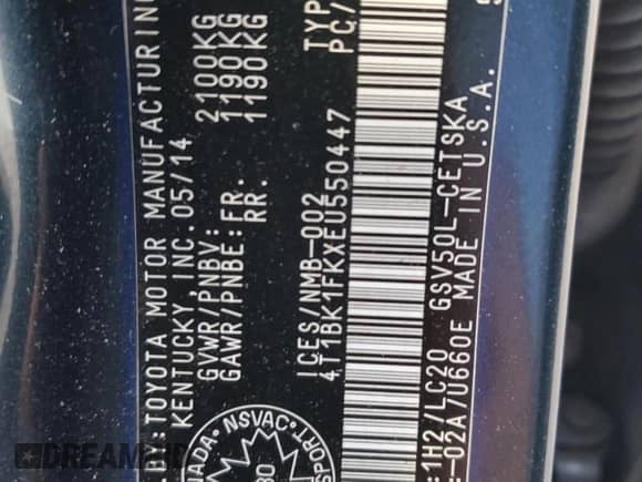 2014 Toyota Camry SE с VIN 4T1BK1FKXEU550447, выставлен на аукционе Copart как лот 86093305 с пробегом 230 944 миль миль и Чистый • Clean title. История ставок и продаж доступна на DreamBid. Изображение 12.