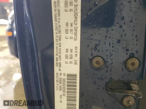 2002 Dodge Neon with VIN 1B3ES26C02D587102, listed as a Copart auction lot 53341785 with 162,341 mi miles and Non repairable. Bid and sale history available at DreamBid. Image 12.