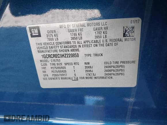 2017 Chevrolet Silverado 1500 LT с VIN 1GCRCREC9HZ220850, выставлен на аукционе IAAI как лот 40985515 с пробегом Не указан миль и . История ставок и продаж доступна на DreamBid. Изображение 9.