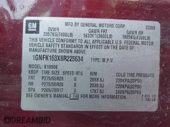 2008 Chevrolet Suburban LTZ с VIN 1GNFK163X8R225634, выставлен на аукционе IAAI как лот 42055153 с пробегом 208 574 миль миль и . История ставок и продаж доступна на DreamBid. Изображение 9.