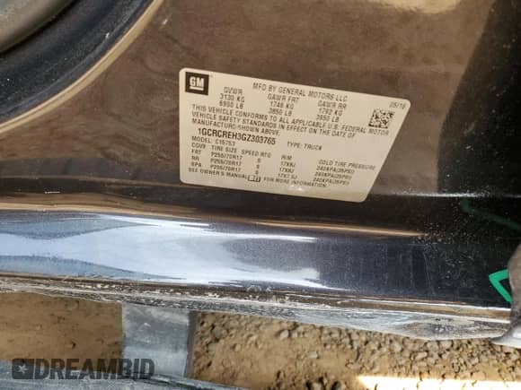 2016 Chevrolet Silverado 1500 LT with VIN 1GCRCREH3GZ303765, listed as a Copart auction lot 46123265 with 167,462 mi miles and Salvage title. Bid and sale history available at DreamBid. Image 14.