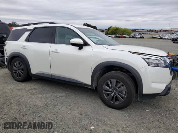 2023 Nissan Pathfinder SV with VIN 5N1DR3BA3PC249573, listed as a Copart auction lot 84587245 with 59,206 mi miles and Salvage title. Bid and sale history available at DreamBid. Image 4.