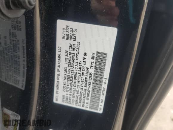 2019 Honda Odyssey EX-L с VIN 5FNRL6H74KB103655, выставлен на аукционе Copart как лот 81819815 с пробегом 194 463 миль миль и Списание • Salvage title. История ставок и продаж доступна на DreamBid. Изображение 13.