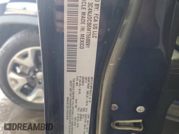 2021 Jeep Compass Limited with VIN 3C4NJDCB6MT568091, listed as a Copart auction lot 84178425 with 65,800 mi miles and Salvage title. Bid and sale history available at DreamBid. Image 13.