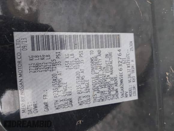 2014 Nissan Pathfinder SL z VIN 5N1AR2MN5EC632764, wystawiony jako IAAI lot #43571991 z przebiegiem 203 202 mil mil oraz . Historia ofert i sprzedaży dostępna na DreamBid. Obrazek 9.