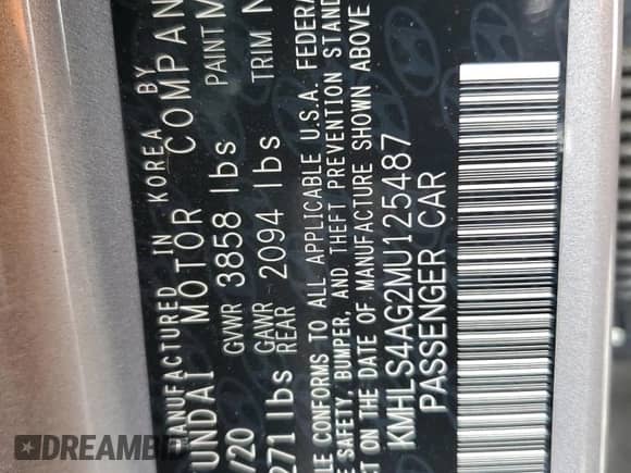 2021 Hyundai Elantra SEL с VIN KMHLS4AG2MU125487, выставлен на аукционе Copart как лот 84723585 с пробегом 51 761 миль миль и Списание • Salvage title. История ставок и продаж доступна на DreamBid. Изображение 12.