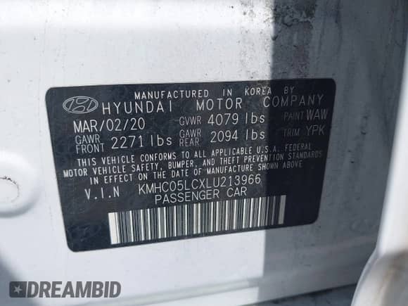 2020 Hyundai Ioniq Limited с VIN KMHC05LCXLU213966, выставлен на аукционе IAAI как лот 42560158 с пробегом 53 171 миль миль и . История ставок и продаж доступна на DreamBid. Изображение 9.