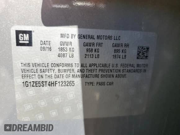 2017 Chevrolet Malibu LT with VIN 1G1ZE5ST4HF123265, listed as a Copart auction lot 70280595 with 160,410 mi miles and Clean title. Bid and sale history available at DreamBid. Image 12.