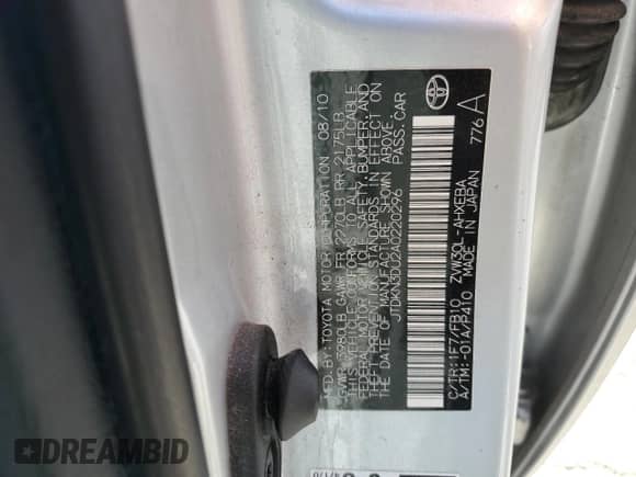 2010 Toyota Prius III с VIN JTDKN3DU2A0220296, выставлен на аукционе Copart как лот 84711115 с пробегом 216 581 миль миль и Чистый • Clean title. История ставок и продаж доступна на DreamBid. Изображение 12.