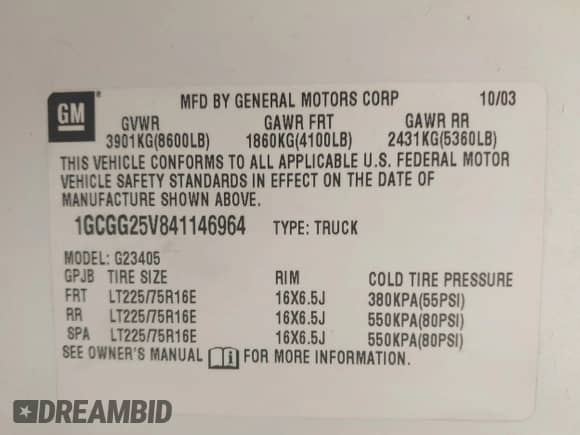 2004 Chevrolet Express Cargo с VIN 1GCGG25V841146964, выставлен на аукционе IAAI как лот 42398910 с пробегом 292 108 миль миль и . История ставок и продаж доступна на DreamBid. Изображение 9.