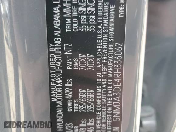 2024 Hyundai Tucson SE z VIN 5NMJA3DE4RH336062, wystawiony jako Copart lot #68082185 z przebiegiem 48 779 mil mil oraz Szkoda całkowita • Salvage title. Historia ofert i sprzedaży dostępna na DreamBid. Obrazek 13.