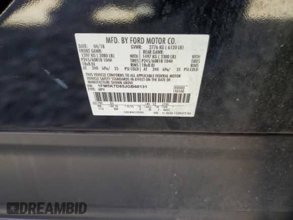 2018 Ford Explorer XLT with VIN 1FM5K7D85JGB60131, listed as a Copart auction lot 71735195 with 109,217 mi miles and Salvage title. Bid and sale history available at DreamBid. Image 13.