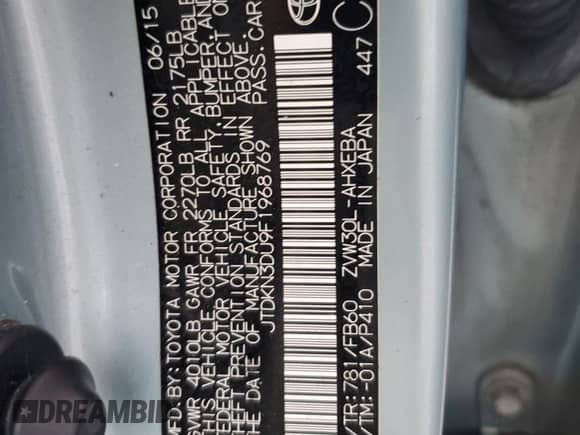 2015 Toyota Prius Two z VIN JTDKN3DU9F1968769, wystawiony jako Copart lot #71722585 z przebiegiem 94 420 mil mil oraz Szkoda całkowita • Salvage title. Historia ofert i sprzedaży dostępna na DreamBid. Obrazek 12.