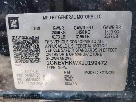2018 Chevrolet Traverse LT с VIN 1GNEVHKWXJJ199472, выставлен на аукционе IAAI как лот 41499911 с пробегом 129 127 миль миль и . История ставок и продаж доступна на DreamBid. Изображение 9.