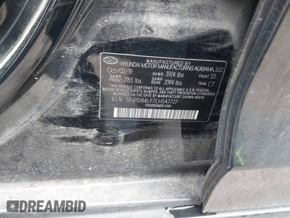 2020 Hyundai Elantra Value Edition with VIN 5NPD84LF7LH547727, listed as a IAAI auction lot 41908642 with 51,752 mi miles and . Bid and sale history available at DreamBid. Image 9.