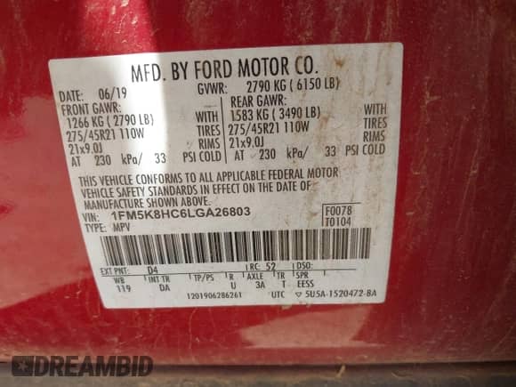 2020 Ford Explorer Platinum с VIN 1FM5K8HC6LGA26803, выставлен на аукционе IAAI как лот 42899780 с пробегом 85 968 миль миль и . История ставок и продаж доступна на DreamBid. Изображение 9.
