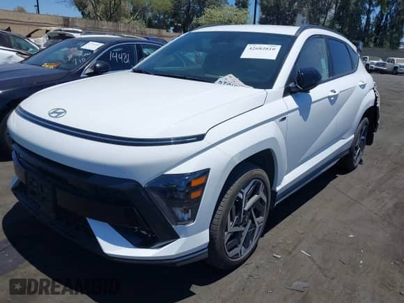 2025 Hyundai Kona N Line S with VIN KM8HBCA35SU199643, listed as a IAAI auction lot 42682810 with 6,441 mi miles and . Bid and sale history available at DreamBid. Image 18.