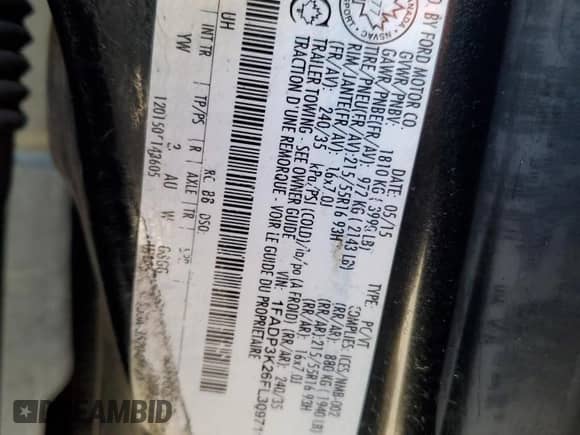 2015 Ford Focus SE with VIN 1FADP3K26FL309711, listed as a Copart auction lot 85560635 with 88,347 mi miles and Salvage title. Bid and sale history available at DreamBid. Image 12.