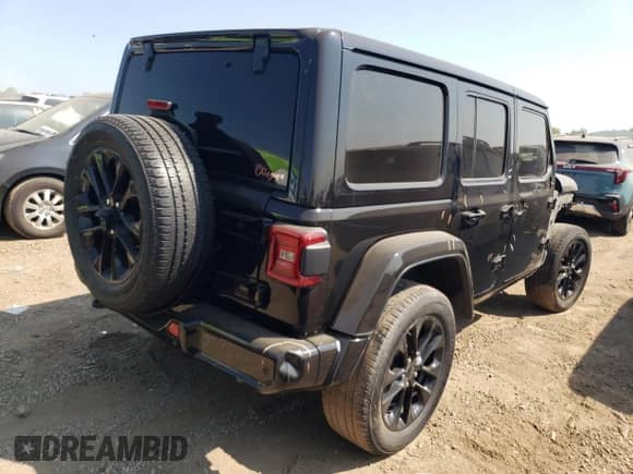2021 Jeep Wrangler Unlimited Sahara High Altitude with VIN 1C4HJXEG9MW518111, listed as a Copart auction lot 70733274 with 54,947 mi miles and Salvage title. Bid and sale history available at DreamBid. Image 3.