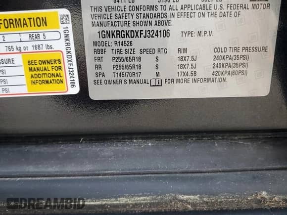 2015 Chevrolet Traverse LT с VIN 1GNKRGKDXFJ324106, выставлен на аукционе Copart как лот 86682885 с пробегом 92 886 миль миль и Чистый • Clean title. История ставок и продаж доступна на DreamBid. Изображение 12.