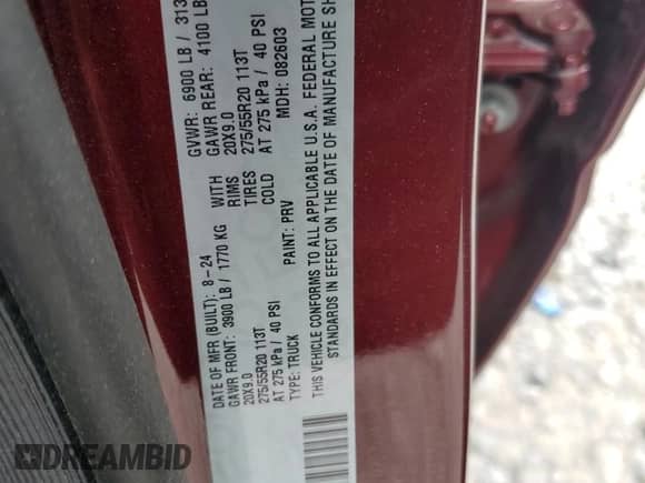 2025 Ram 1500 Tradesman with VIN 1C6RRFGG8SN601592, listed as a Copart auction lot 57250265 with Not provided miles and Salvage title. Bid and sale history available at DreamBid. Image 13.