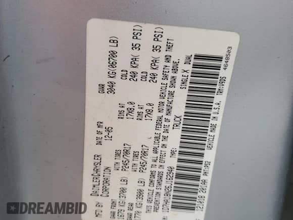 2006 Dodge 1500 ST z VIN 1D7HA18N26J162940, wystawiony jako Copart lot #78380714 z przebiegiem Nie podano mil oraz Szkoda całkowita • Salvage title. Historia ofert i sprzedaży dostępna na DreamBid. Obrazek 12.