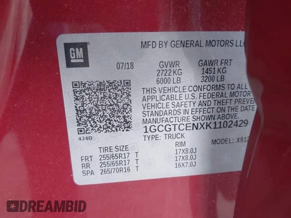 2019 Chevrolet Colorado 4WD LT z VIN 1GCGTCENXK1102429, wystawiony jako IAAI lot #43367648 z przebiegiem 43 773 mil mil oraz . Historia ofert i sprzedaży dostępna na DreamBid. Obrazek 9.