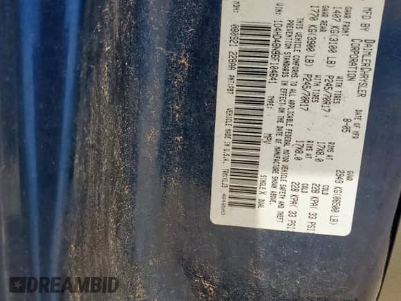 2006 Dodge Durango SLT с VIN 1D4HD48N96F104641, выставлен на аукционе Copart как лот 59342465 с пробегом 232 136 миль миль и Списание • Salvage title. История ставок и продаж доступна на DreamBid. Изображение 12.