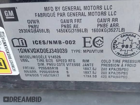 2014 Chevrolet Traverse LT с VIN 1GNKVGKD0EJ349039, выставлен на аукционе IAAI как лот 42514201 с пробегом 208 920 миль миль и . История ставок и продаж доступна на DreamBid. Изображение 9.