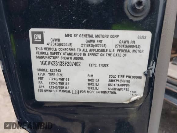 2003 Chevrolet Silverado 2500HD LS с VIN 1GCHK23133F207402, выставлен на аукционе IAAI как лот 42266010 с пробегом 340 257 миль миль и . История ставок и продаж доступна на DreamBid. Изображение 9.