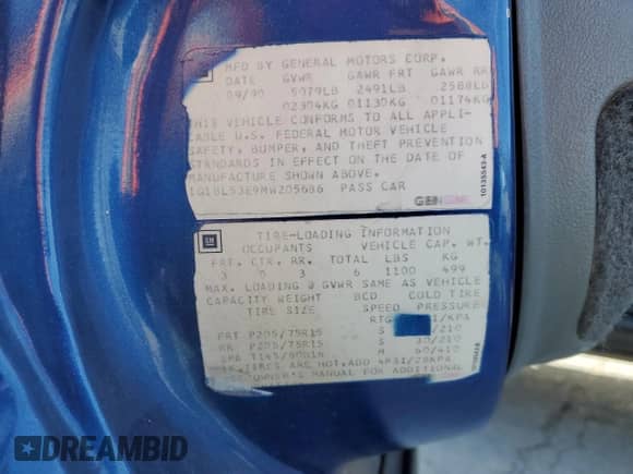 1991 Chevrolet Caprice z VIN 1G1BL53E9MW205686, wystawiony jako Copart lot #42391065 z przebiegiem 169 346 mil mil oraz Szkoda całkowita • Salvage title. Historia ofert i sprzedaży dostępna na DreamBid. Obrazek 13.