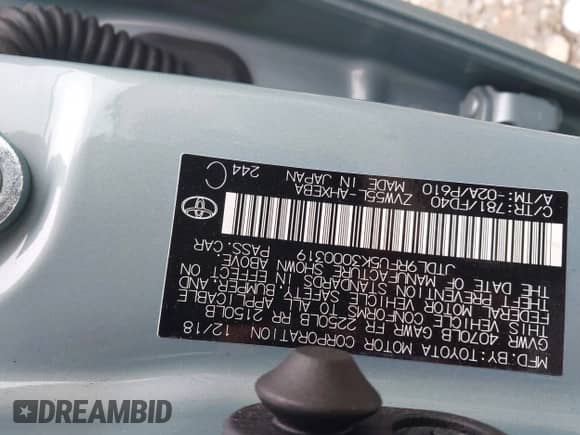 2019 Toyota Prius LE с VIN JTDL9RFU5K3000319, выставлен на аукционе IAAI как лот 43366826 с пробегом 35 489 миль миль и . История ставок и продаж доступна на DreamBid. Изображение 9.