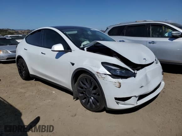 2022 Tesla Model Y Performance with VIN 7SAYGDEFXNF406995, listed as a Copart auction lot 70490065 with 96,088 mi miles and Salvage title. Bid and sale history available at DreamBid. Image 4.