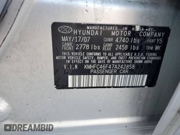 2007 Hyundai Azera SE с VIN KMHFC46F47A242858, выставлен на аукционе Copart как лот 78099974 с пробегом 136 388 миль миль и Списание • Salvage title. История ставок и продаж доступна на DreamBid. Изображение 12.